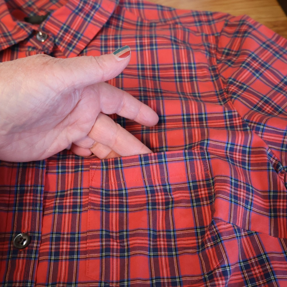 J Crew Red Blue Plaid‎ Popover Tunic Top Womens Western Country Preppy  Size 4 - Picture 8 of 10